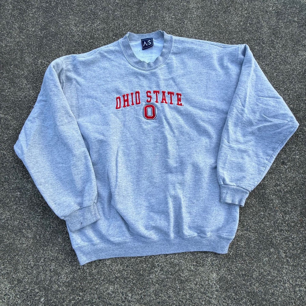 Ohio State Buckeyes Sweatshirt Mens XL Gray Vintage Style Embroidered Crewneck